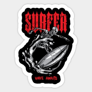 Surfer Metalhead Skeleton Sticker